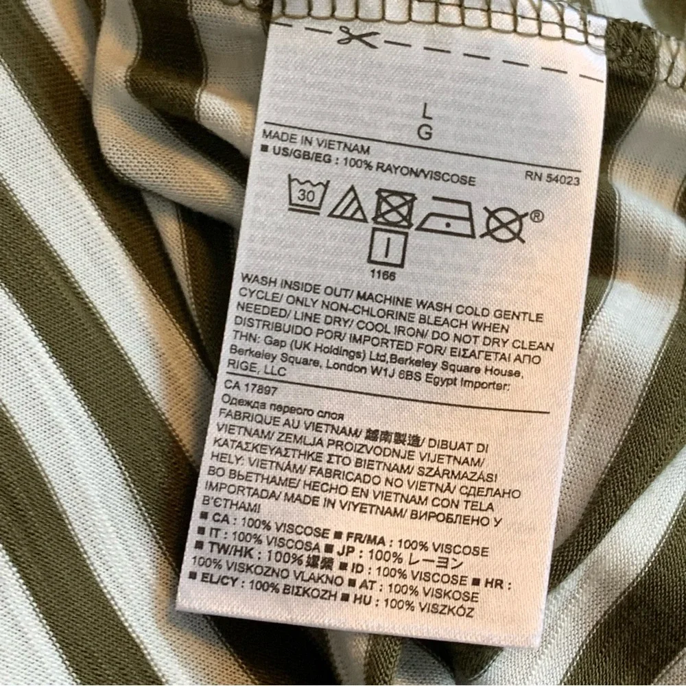 BANANA REPUBLIC Striped Swim Coverup Large Olive White